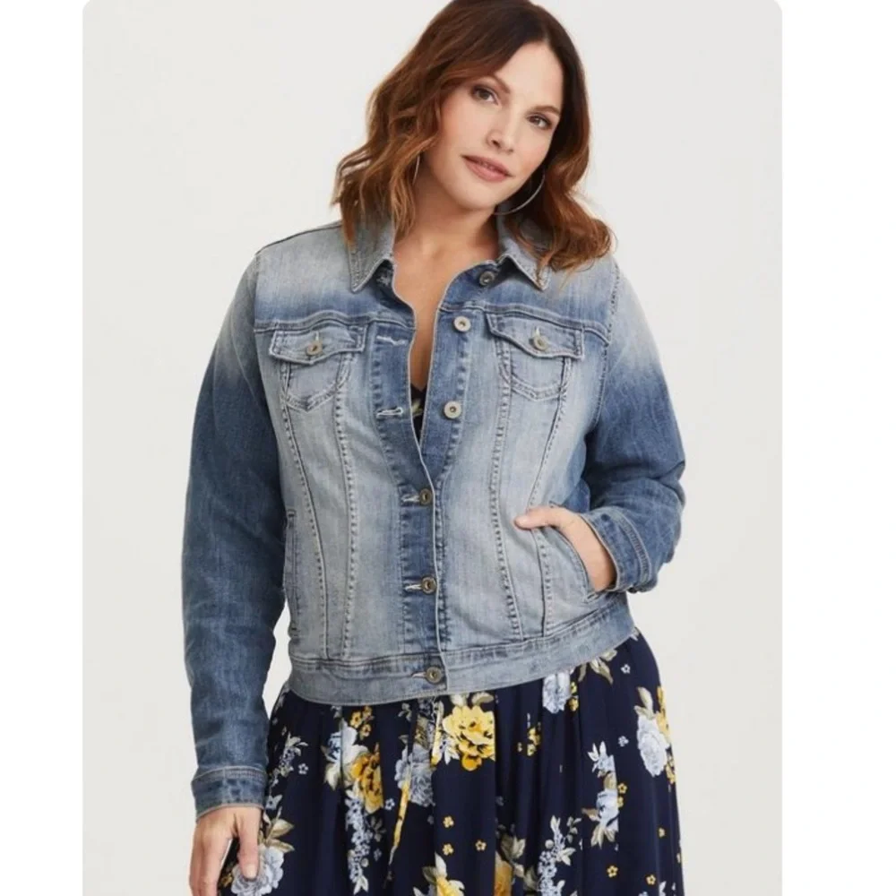 Torrid Distressed Jean Jacket - Picture 2 of 8